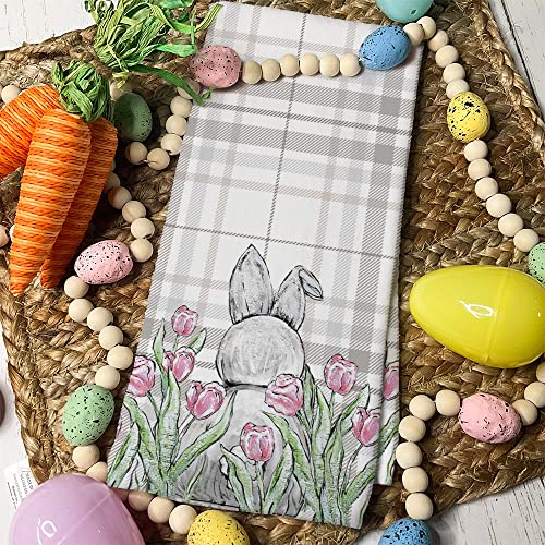 Easter Kitchen Towels For Easter Decor Watercolor Green Egg Dish Towels 18X26 Inch Ultra Absorbent Bar Drying Cloth Beige Bunny Hand Towel For Kitchen Bathroom Party Easter Decorations Set Of 2 #TOP5