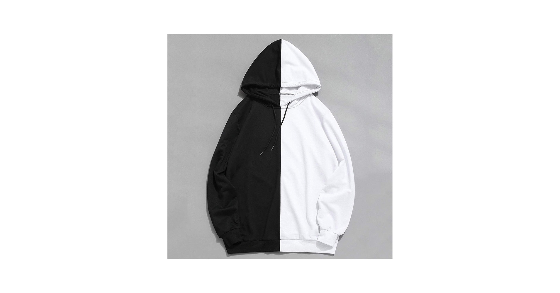 JUNMIN Pullover Long Sleeve Men's Hoodie Hoodie Half Black