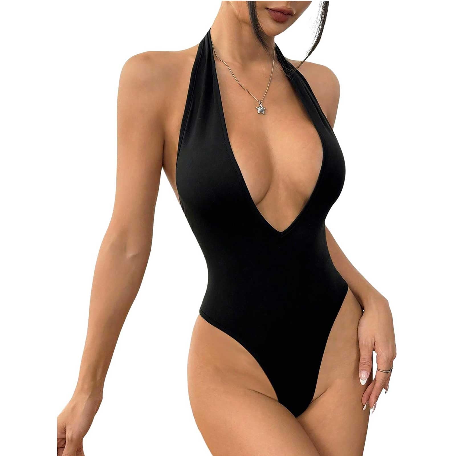 Generic Bañador Vientre Plano Alta Trajes de Baño Mujer Body de Mujer con Escote en V Profundo Espalda Descubierta Corte Ajustado Top Sexy ñador Reductor Vientre Plano Viquinis 2026