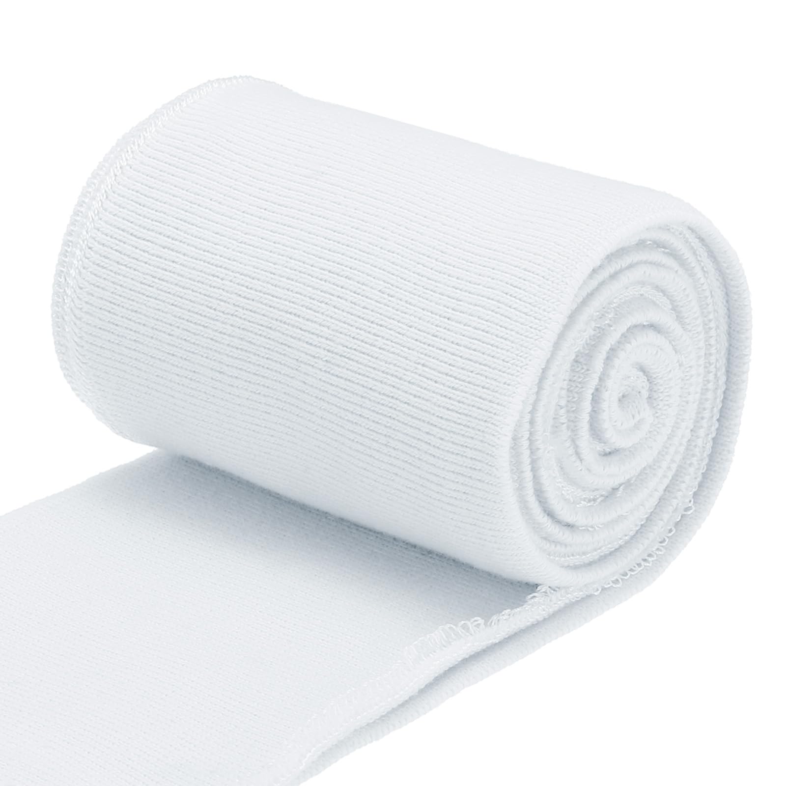 QUARKZMAN Elastic Cuffs, Ribbed Cuffs, 31.5 x 2.8 Inches, Cotton Fabric, Knitted Rib Band, Stretch Cuffs for DIY Sewing, White, 1 Pair