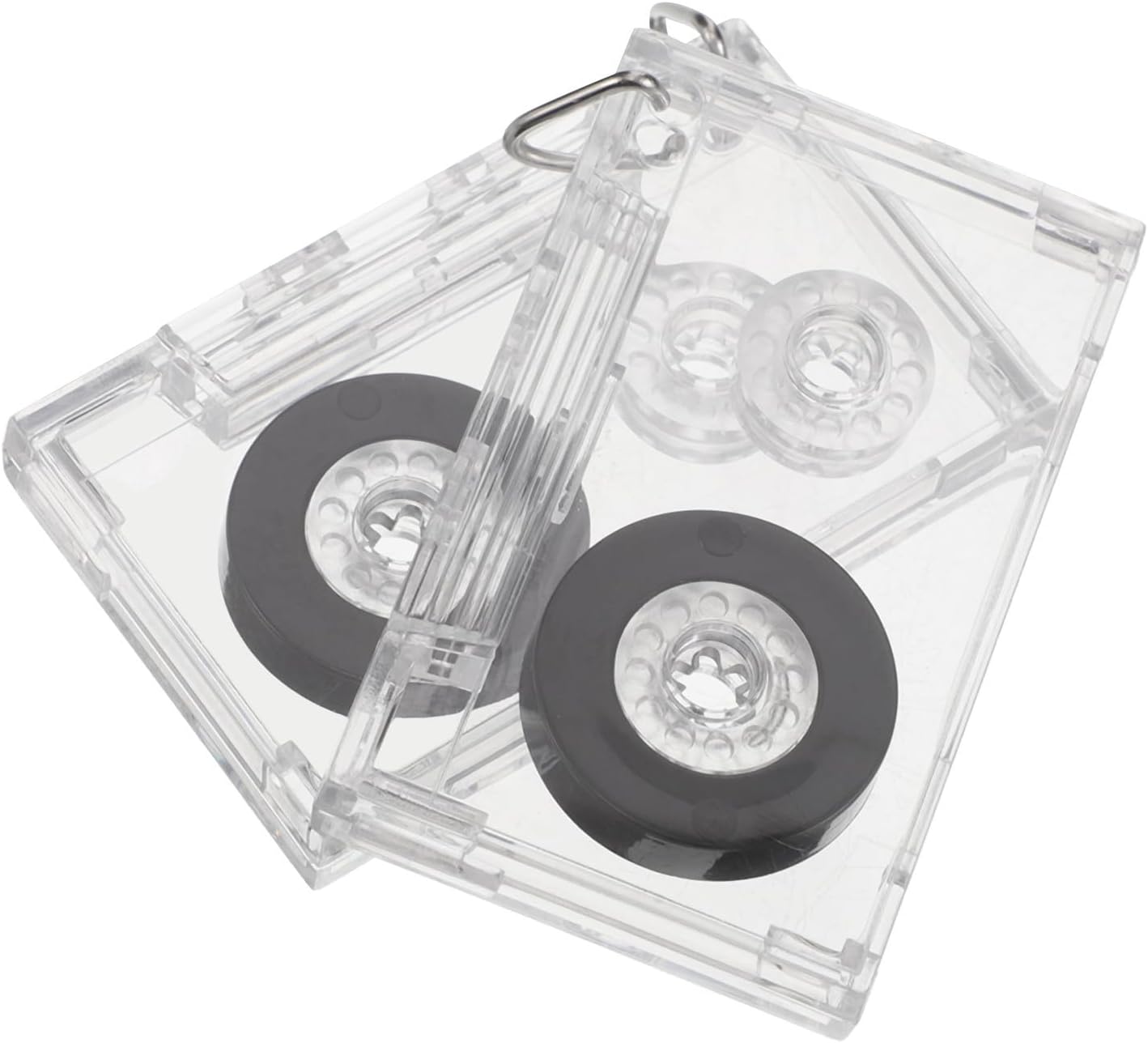 2pcs Retro 80s Party Cassette Tape Keychain Lightweight Portable Plastic Mini Pendant for DIY Bag Purse Charm Music Gift Accessory for Music Lovers and Retro Fans
