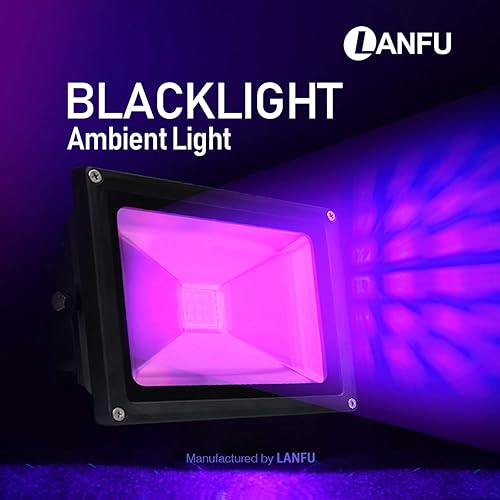 Miniatura 5 de LANFU Paquete de 2 luces LED negras de 10 W para neón fluorescente que brilla en la oscuridad, luz LED de alta potencia IP65 con enchufe para fiesta