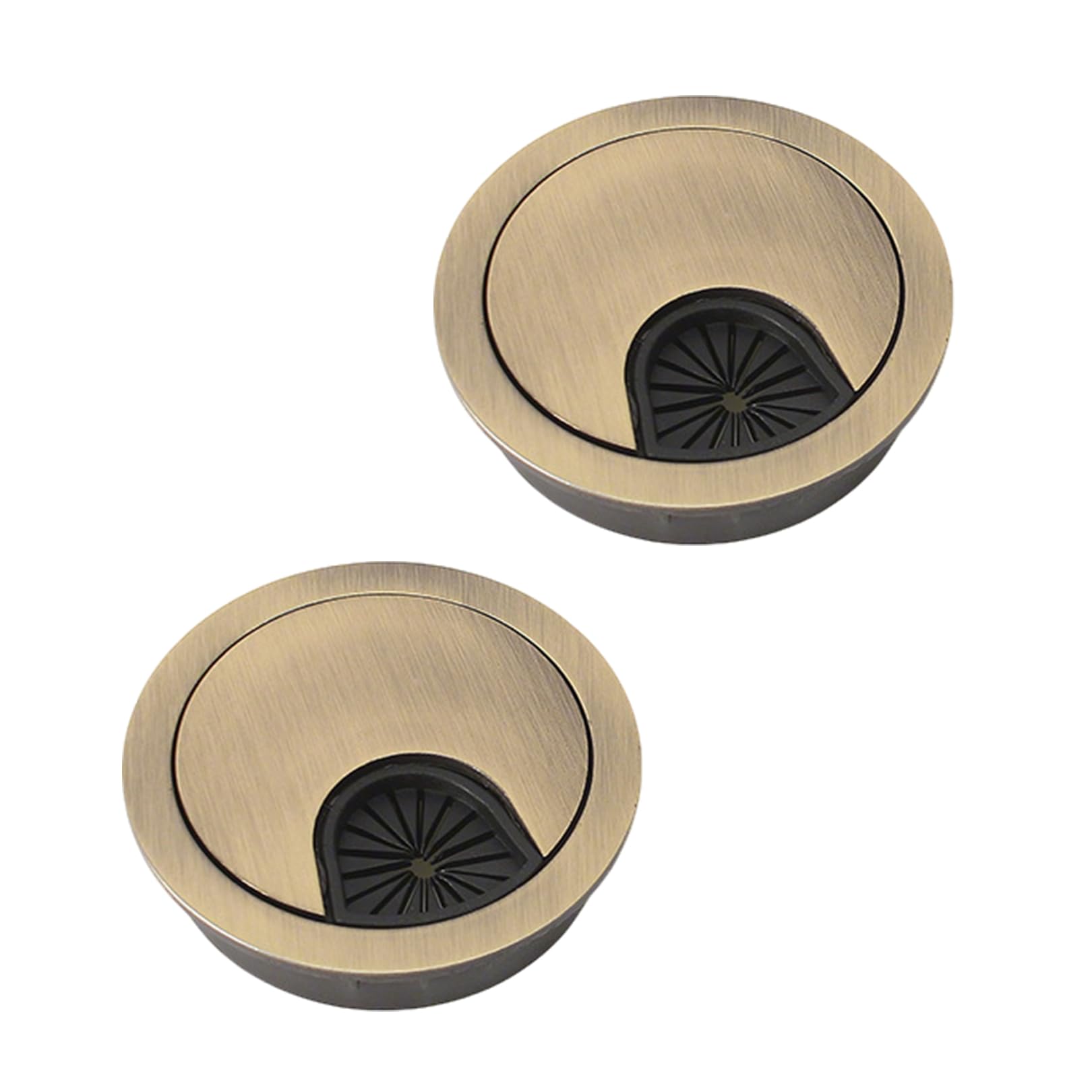Snmygs Gold 2 Pack 60Mm Desk Cable Grommet, Metal Alloy Cable Hole Cover, Adjustable Center Opening For Wire Management, Computer Desk Worktop Organizer With One-Piece Molded Construction