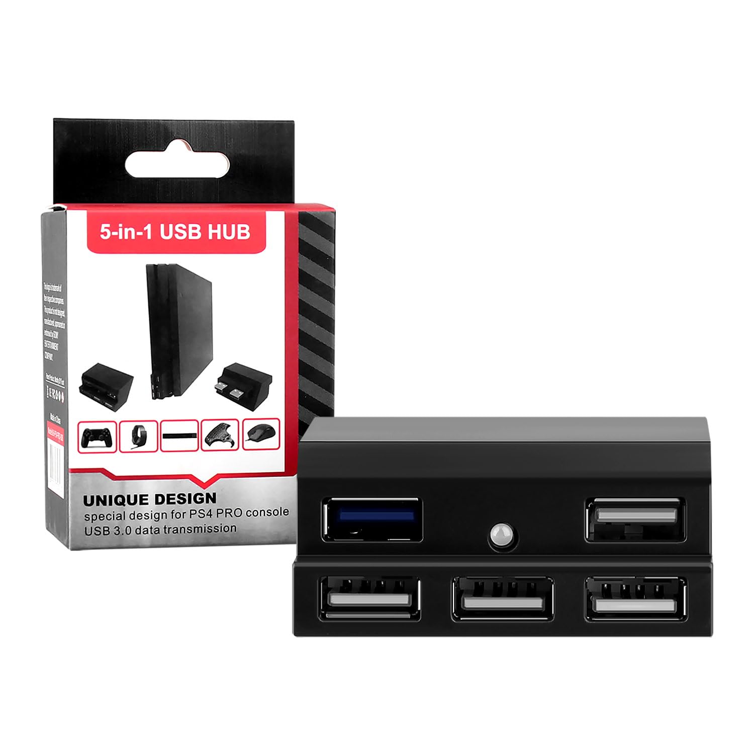 OSTENT Adaptador USB 2.0 3.0 Hub Host Port Extend para la Consola Sony PlayStation 4 PS4 Pro