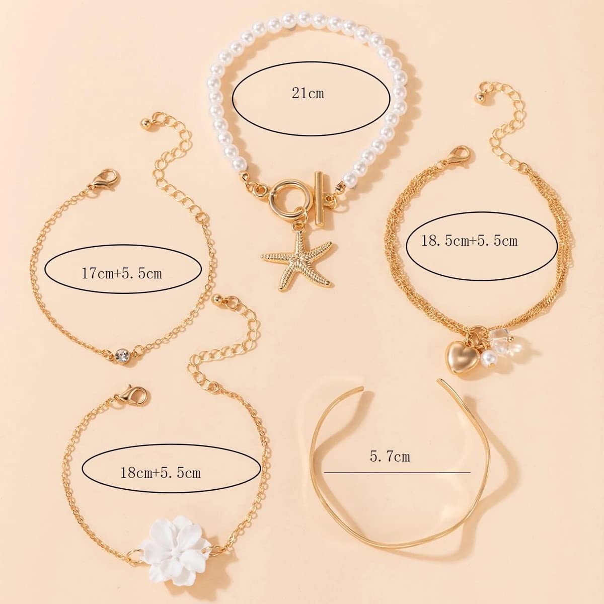 Gold-Toned Stackable Bracelet Set, 5 Pieces