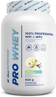 ALLNUTRITION Pro Whey Protein Powder with Branched Amino Acids - Whey Protein Concentrate & Whey Protein Isolate - Pre Workout Powder - Low Calorie Protein Powder - 908g - Vanilla Ice Cream