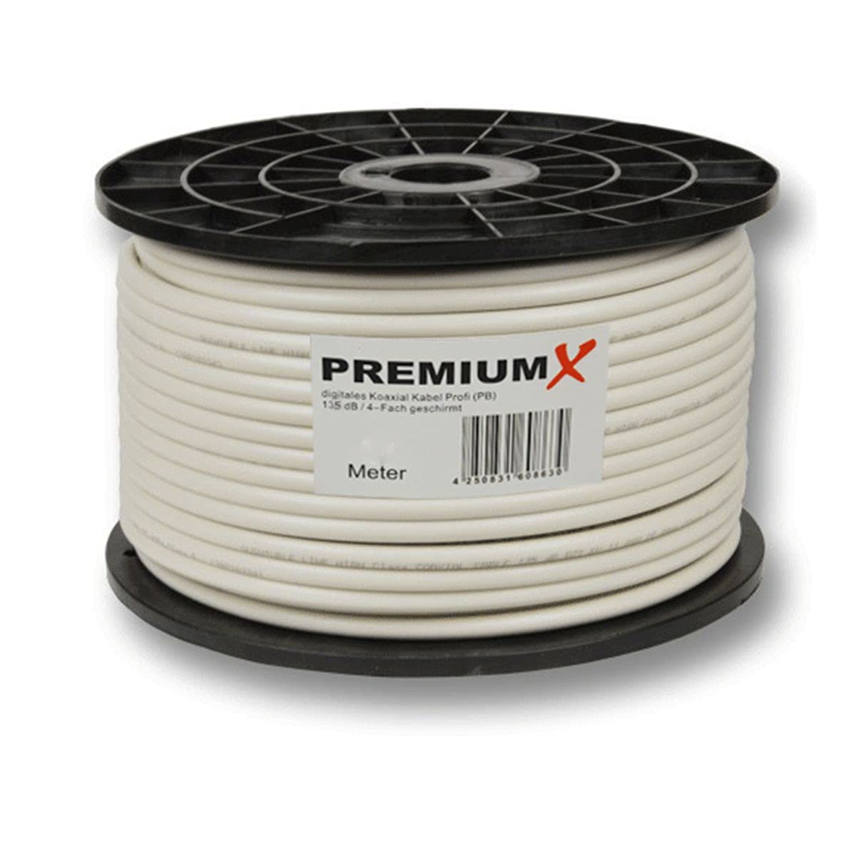 Premium X Cavo coassiale PROFI da 100 m 135 dB schermato a 4 vie, cavo antenna PURE COPPER SAT 100 m 135 dB nuovo