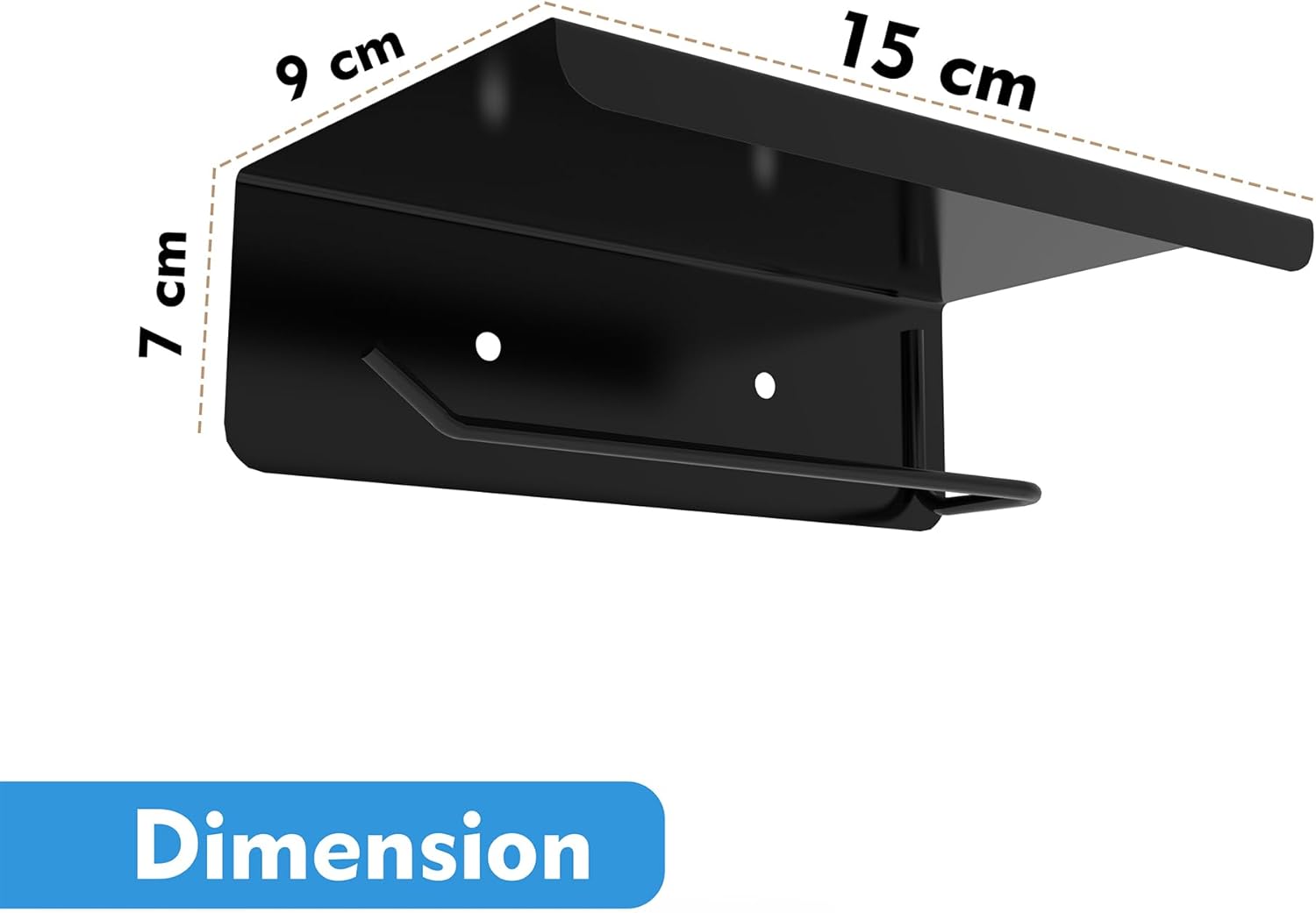 Self Adhesive and Wall Mount Black Stainless Steel Toilet Paper Holder with Mobile Stand, Tissue Paper Holder with Shelf, Toilet Paper Roll Holder for Bathroom, Bathroom Accessories with