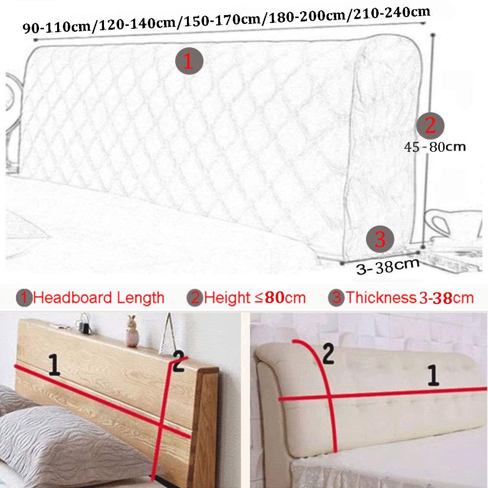 Elastica Copertura Per Testiera Per Letto Imbottito/Legno/Pelle Copri Testata Del Letto Matrimoniale Singolo Rettangolare/Leggermente Stondata Fodera Testiera Letto Prote(Lunghezza:120-140cm,Marrone3