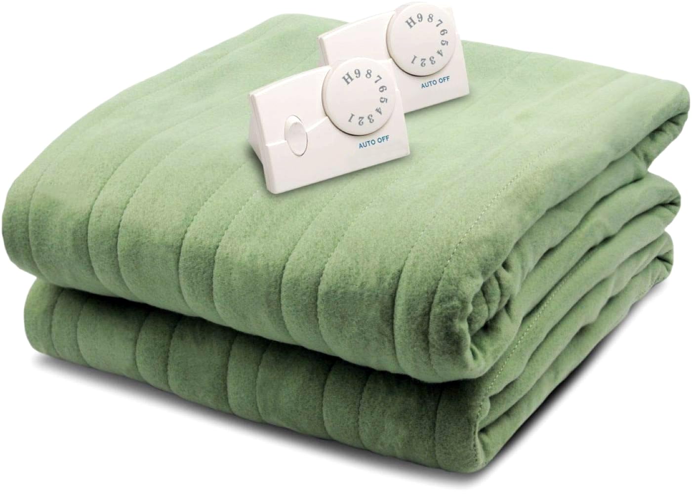 Heated Electric Blanket, Queen Size, Green Sage, 10 Heat Settings