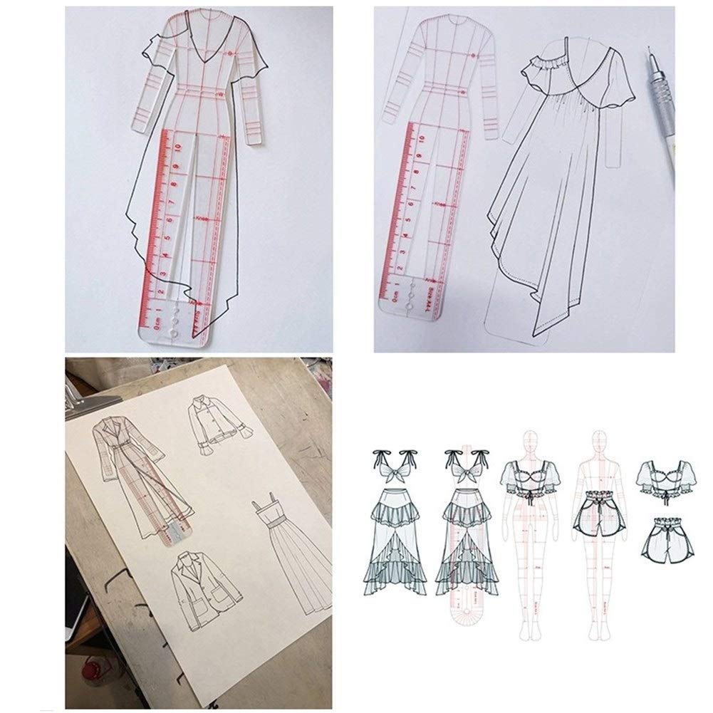 Medición de Ropa Humanoide Femenino Conjunto de Reglas de Plantilla de Curva Francesa Herramientas de Costura Artesanales de Medición de Ropa Regla de Plantilla Transparente de Moda reglas de costura