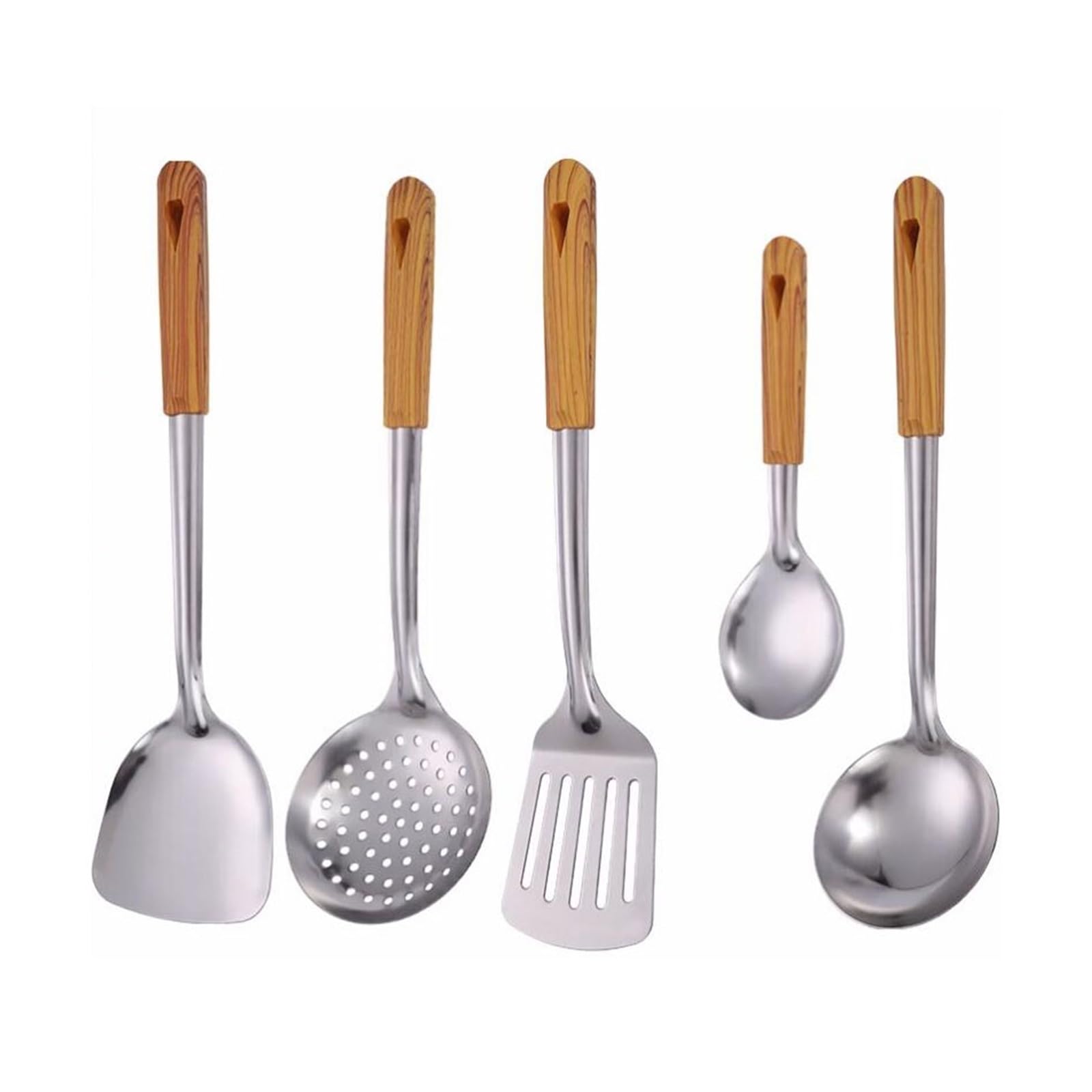 MYUYEE Kitchen Cookware Stainless Steel Cooking Spoons Spatulas Cooking Utensils 5 Pieces Sets Gadgets
