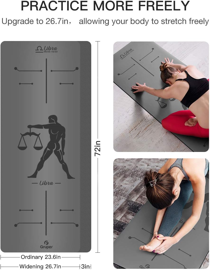 Gruper Thick Yoga Mat Non Slip, Large Size 72"L x 32"W, Premium Exercise & Fitness Mat with Carrying Strap and Bag,Workout Mats for Home