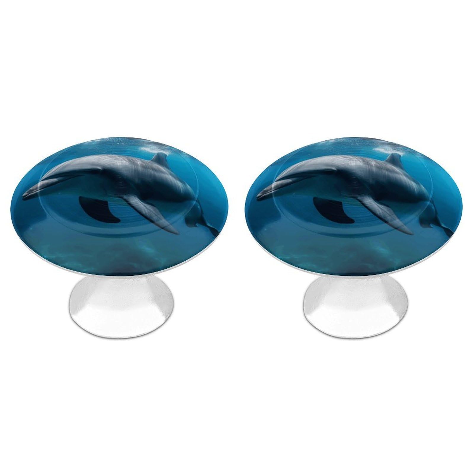 FekiLoot Dolphins in The Ocean1 Cabinet Knobs Personality Stainless Steel Round Drawer Handles Circle Modern Cabinet Handles Drawer Knobs for Kitchen Dresser Bathroom Cupboard Furniture