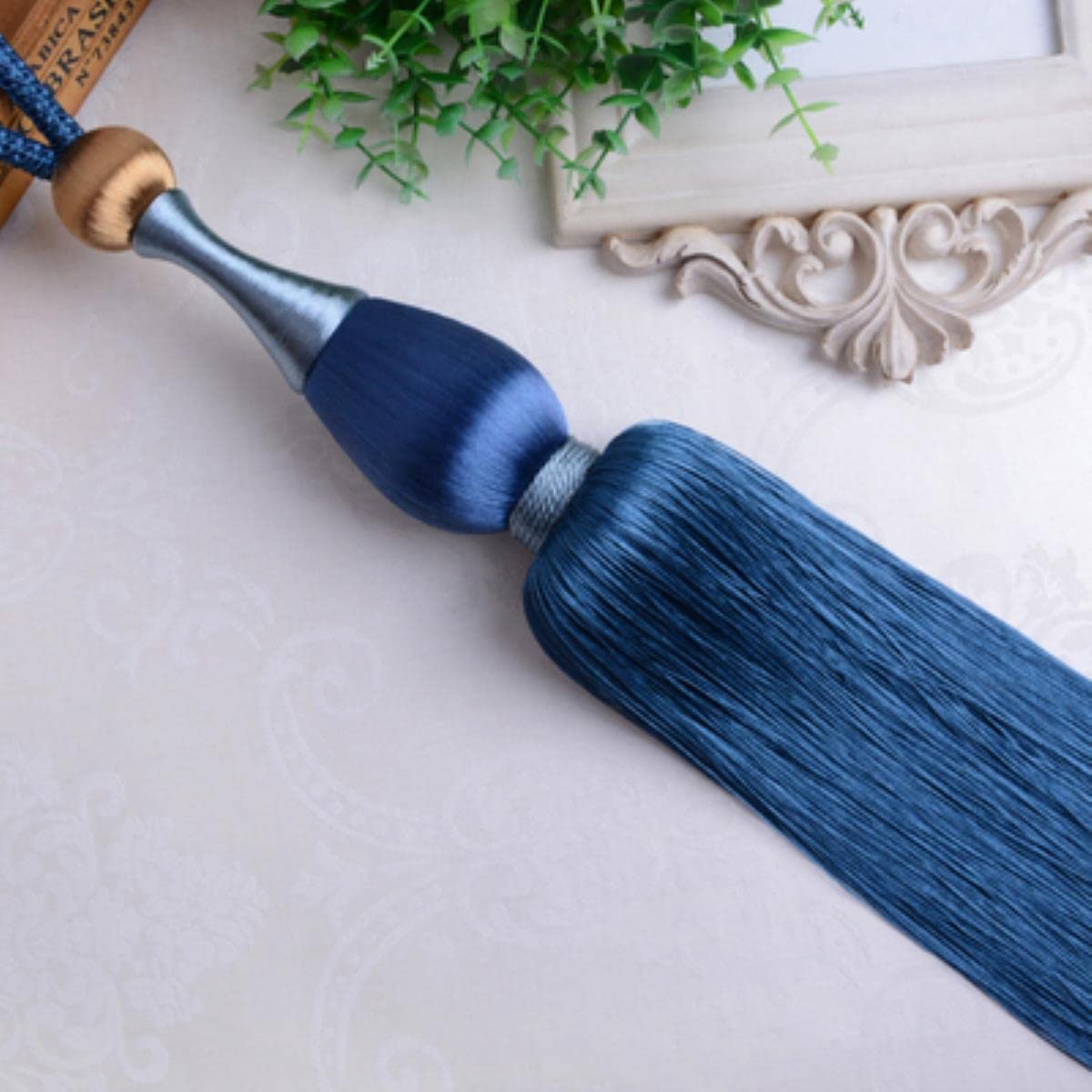2 pièces Rideau Gland embrasses Suspendus Lier Cordes Ceinture Boule Boucle Crochet Support Rideau Accessoire Embrasse-Bleu Royal