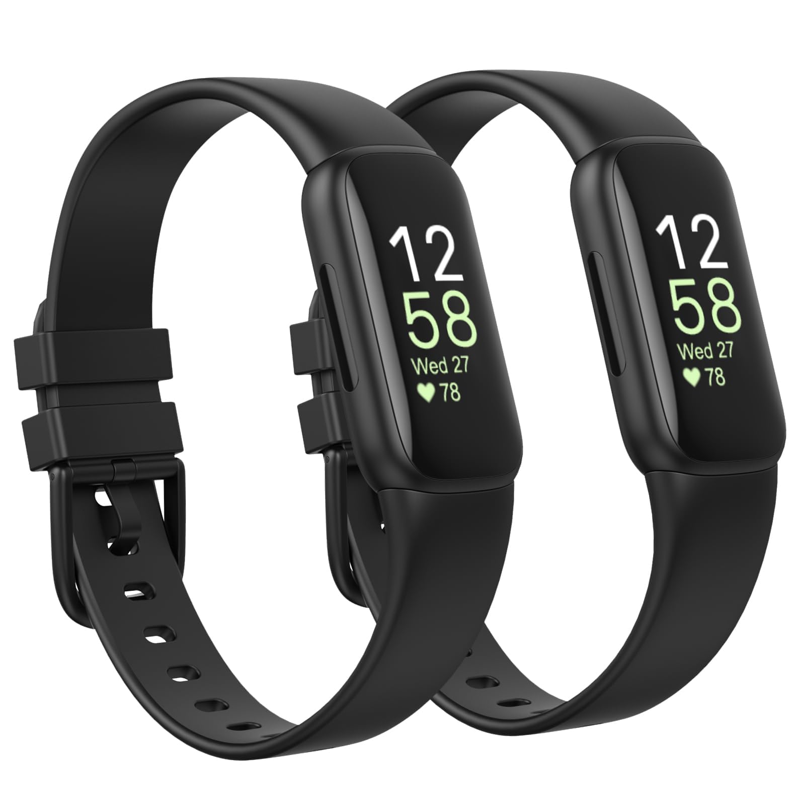 Newremote 2 Pack Waterproof Straps fit for Fitbit inspire 3 Straps for Women Men, Classic Soft Sports Replacement Strap for Women Men (Black/Black, Small 5.5"-7.1")
