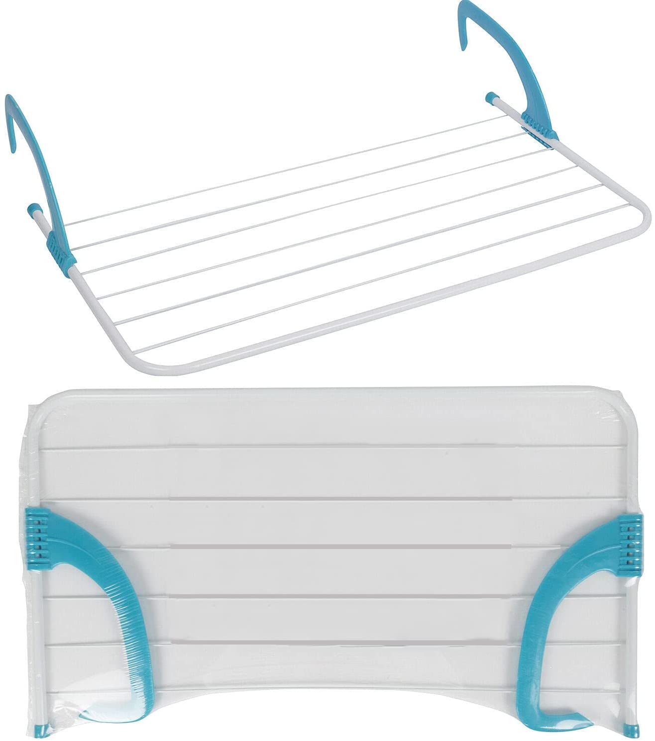 Sarrah Little Store Concertina Rotary Winged Radiator Airer - Free Standing Rotary - Lightweight Strong Design - Indoor Outdoor - Clothes Laundry Dryer Rack Foldable (Radiator Airer)