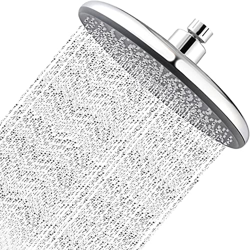 Drenky Duschkopf Regendusche Wassersparender Regenduschkopf Ø220mm Eingebauter Booster und Wassersparsystem 330 Silikon-Wasserauslasslöcher 360° Verstellbar Mit Drehkugel Chrom Cover