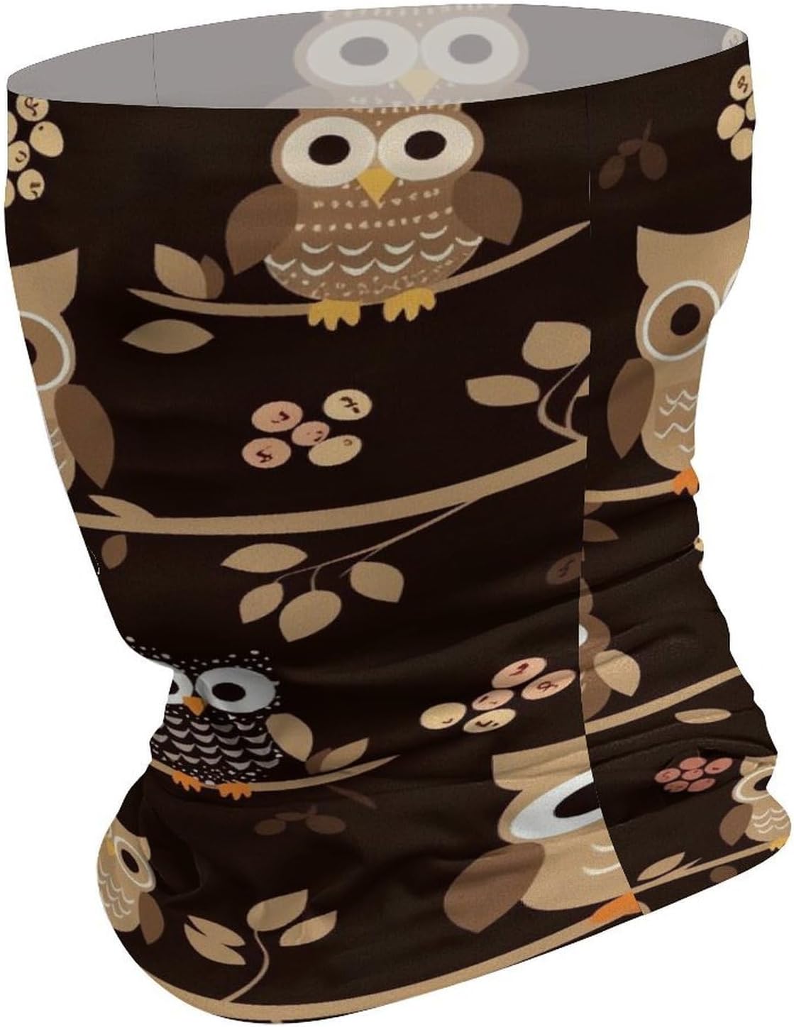 Cute Brown Cartoon Owls UV Protection Face Mask, Cooling Headscarf image 3