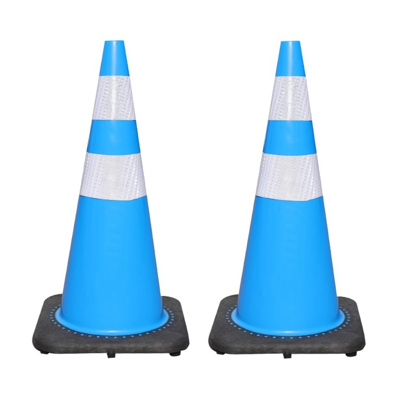 Conos Señalizacion, Conos de Advertencia de PVC, Base de Goma y Plástico, Colores Llamativos, con Bandas Reflectantes, para Estacionamientos y Carreteras (2 Unidades)(Blue)