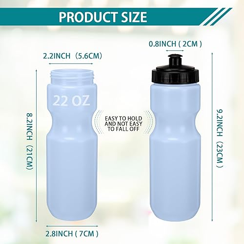Miniatura 3 de 6 botellas de agua deportivas a granel reutilizables de 22 onzas, botellas de agua deportivas de plástico en blanco con tapa superior para niños y