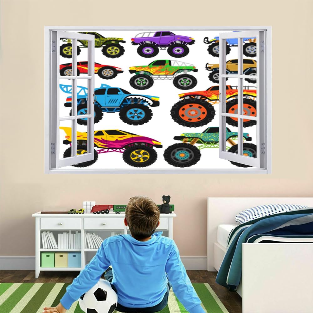Adesivi Murali 3D Fracassati Auto Poster Rimovibile Per Arte Del Tatuaggio Da Parete Macchina Dei Cartoni Animati Fotomurali Decorazioni Per La Casa Camera Da Letto Per Bambini Decorazioni 120x80cm