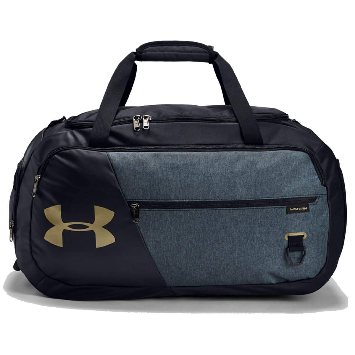 Under Armour Undeniable Duffle 4.0 Sac de sport spacieux, sac de voyage hydrofuge Unisexe, Noir (Black/Black Medium Heather/Metallic Gold Luster(001)), M