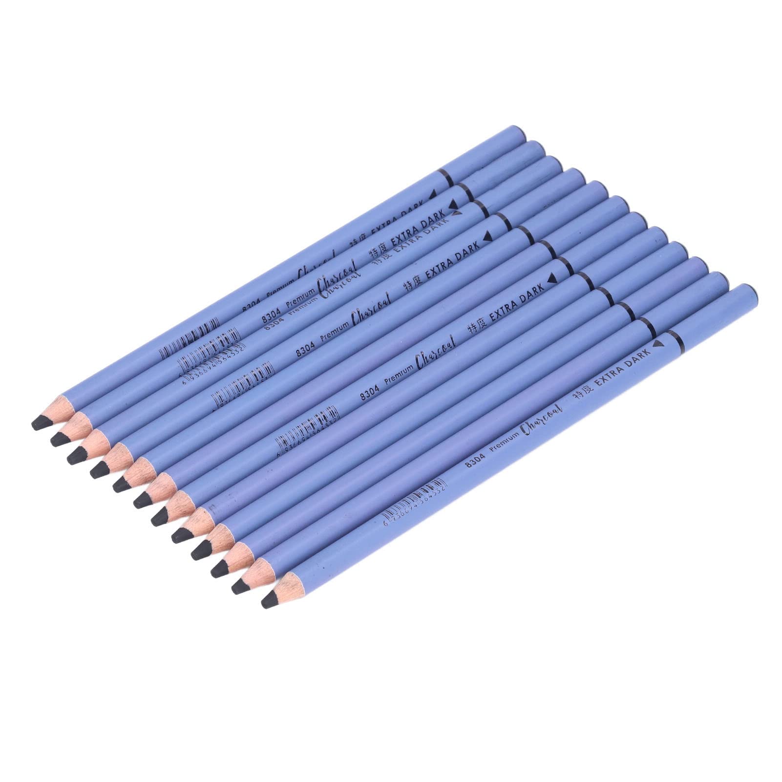 Naroote Kohleschwarzes Weiches Skizzenkunst-Set Zum Zeichnen, 12 Stück Kohlestifte für Figuren, Porträts, Stillleben, Ideal für Künstler und Kunststudenten, Buchenholzmaterial