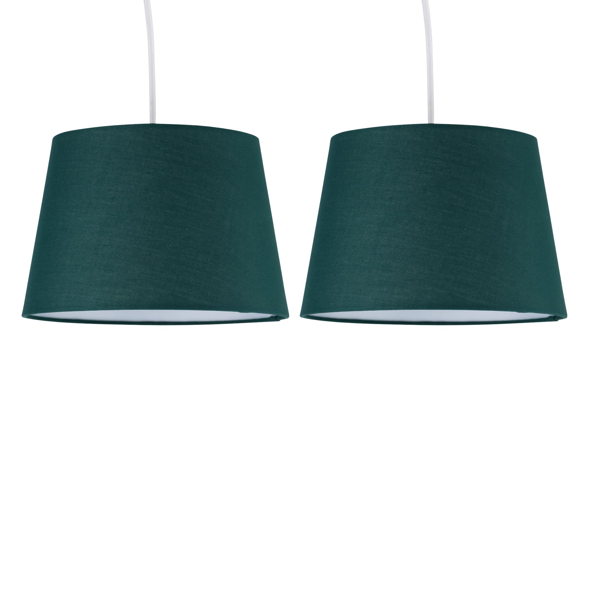 Set of 2 Dark Green 23cm Tapered Cylinder Pendant or Lamp Shades