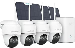 REOLINK 4K Solar Security Camera Outdoor, Encrypted Local Storage Camera System, 360° Pan Tilt, Smart Detection, No Monthly Fee, Home Hub with 4X PT Ultra + Solar Panel asin的图片