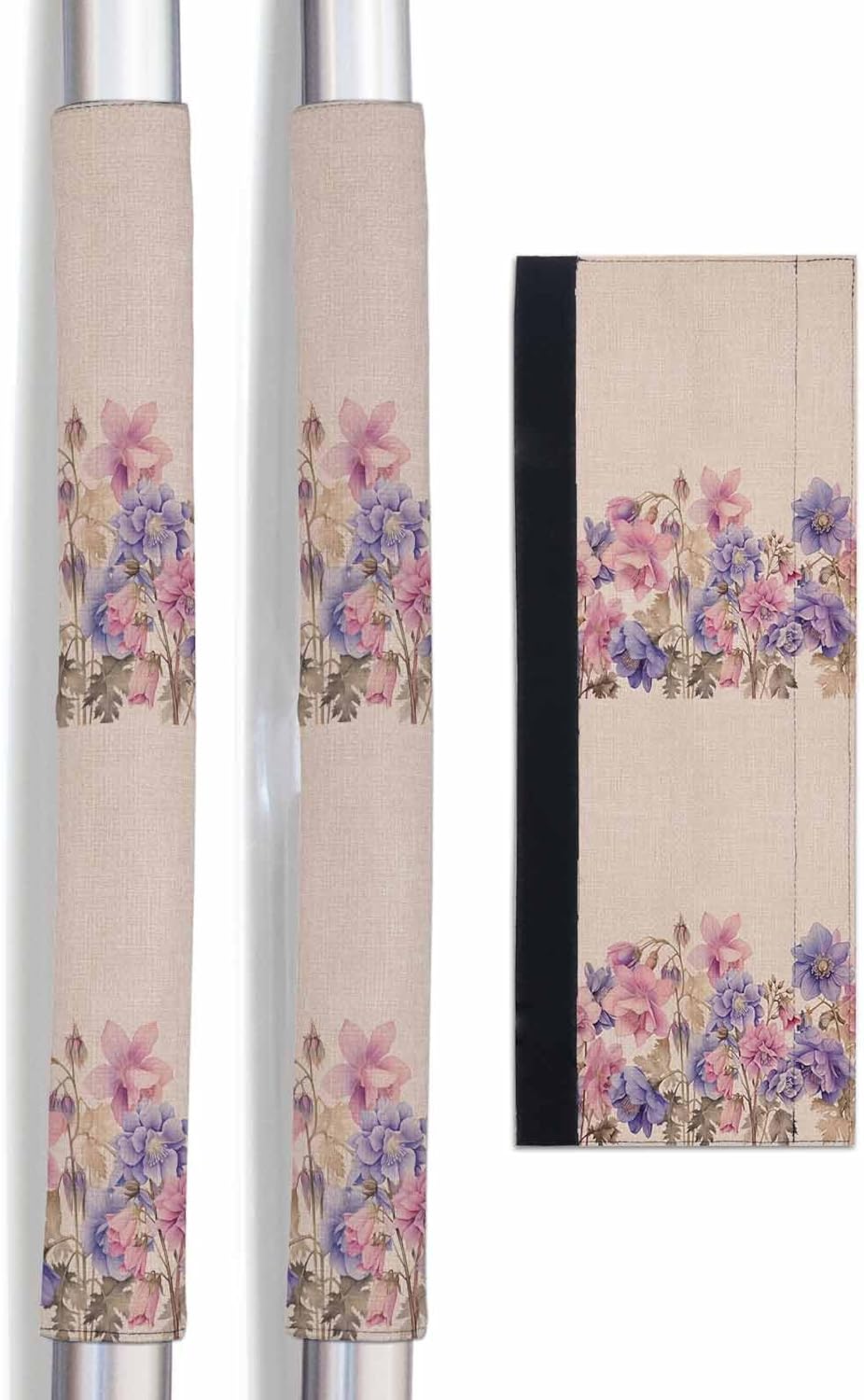 Vintage Floral Refrigerator Door Handle Covers Set of 2 for Dishwasher Microwave Oven Fridge Stove Appliance Door Handles,Kitchen Bathroom Accessories,Farmhouse Pastoral Romantic Botanical Plant