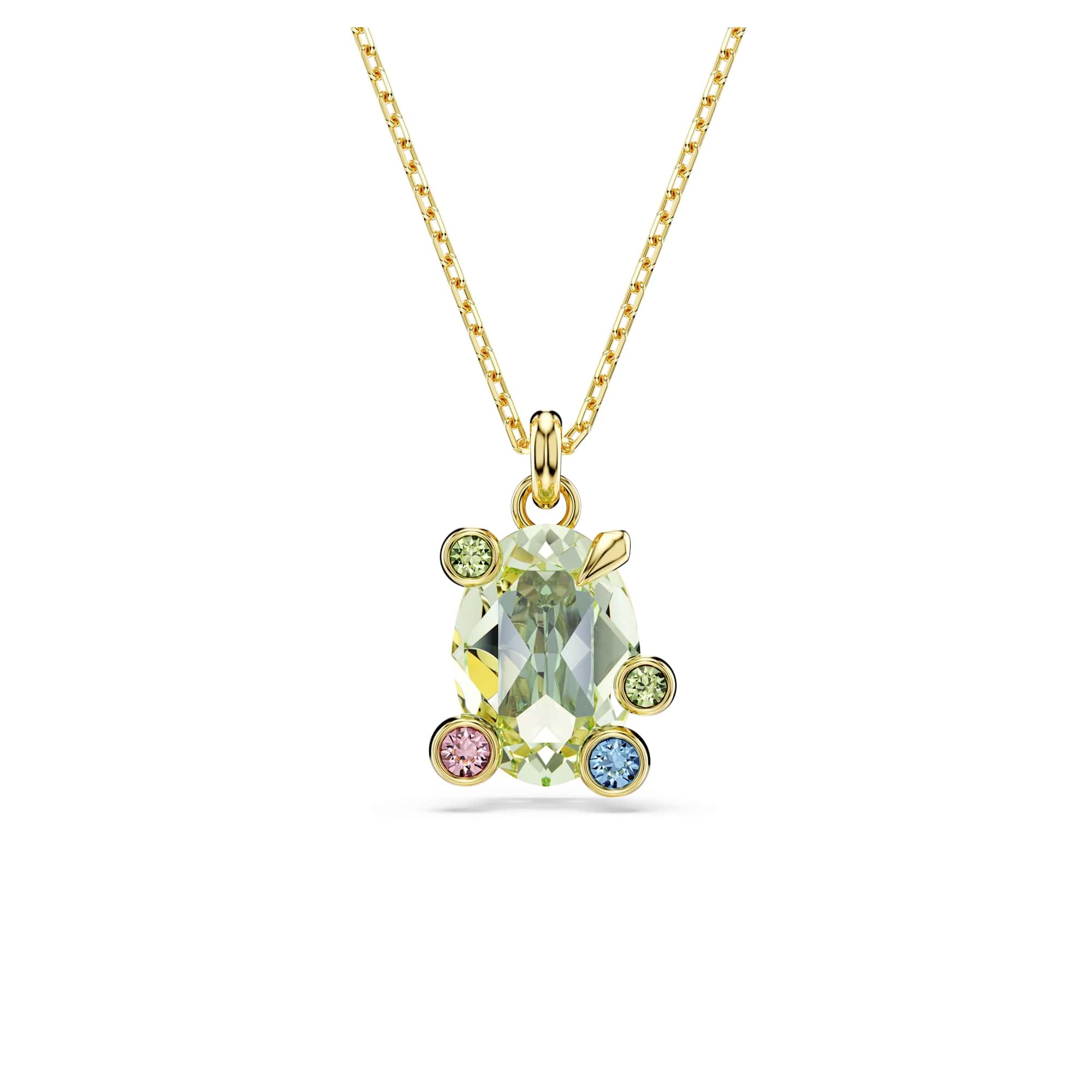 Swarovski Gema Collana Pendente, Gioiello Versatile con Cristalli Multicolore, Taglio Misto, Chiusura a Moschettone, Placcatura in Tonalità Oro, 42-49 cm, 1,7 x 1,3 cm