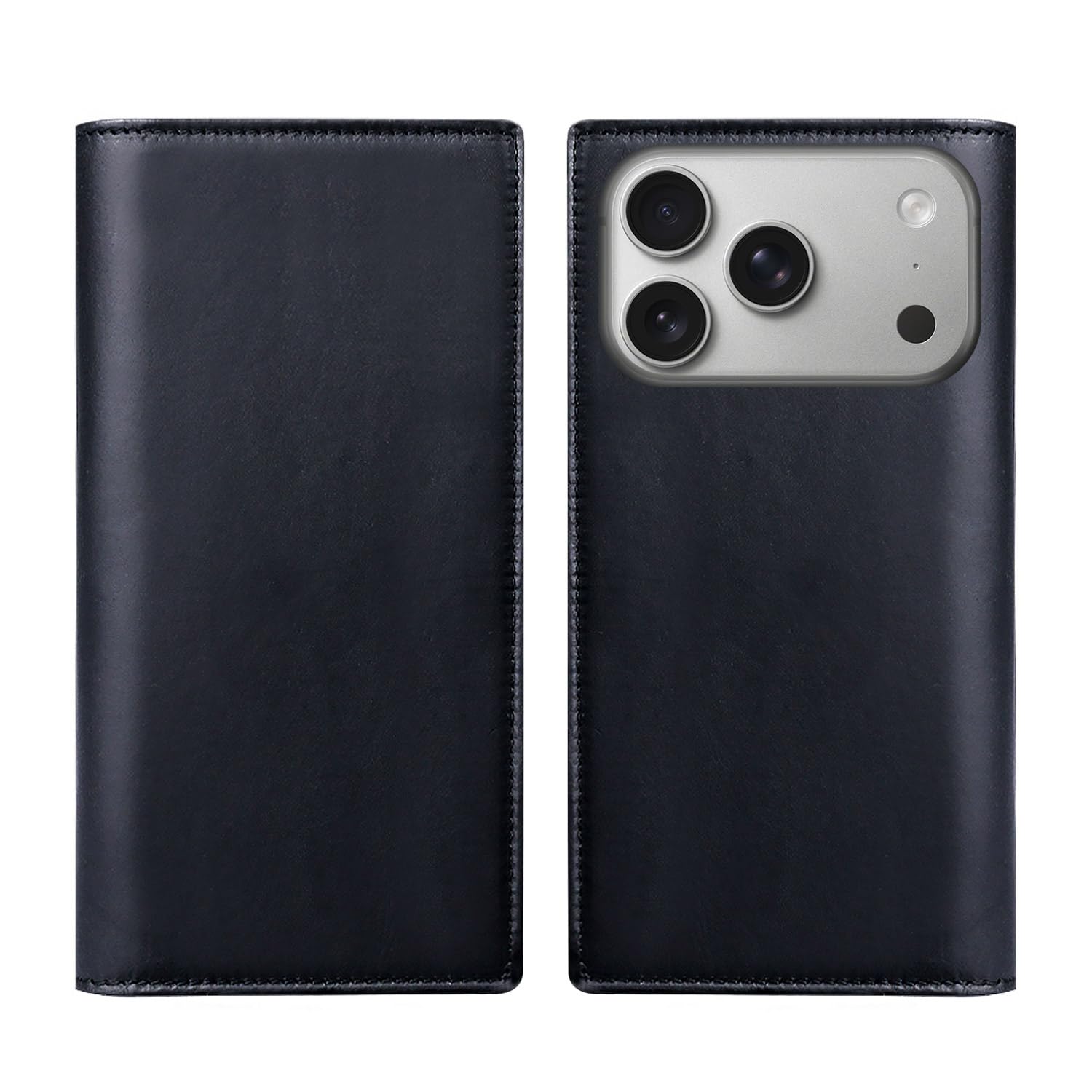 ABBI SIGNATURE iPhone17 Pro手帳カバー紺本革