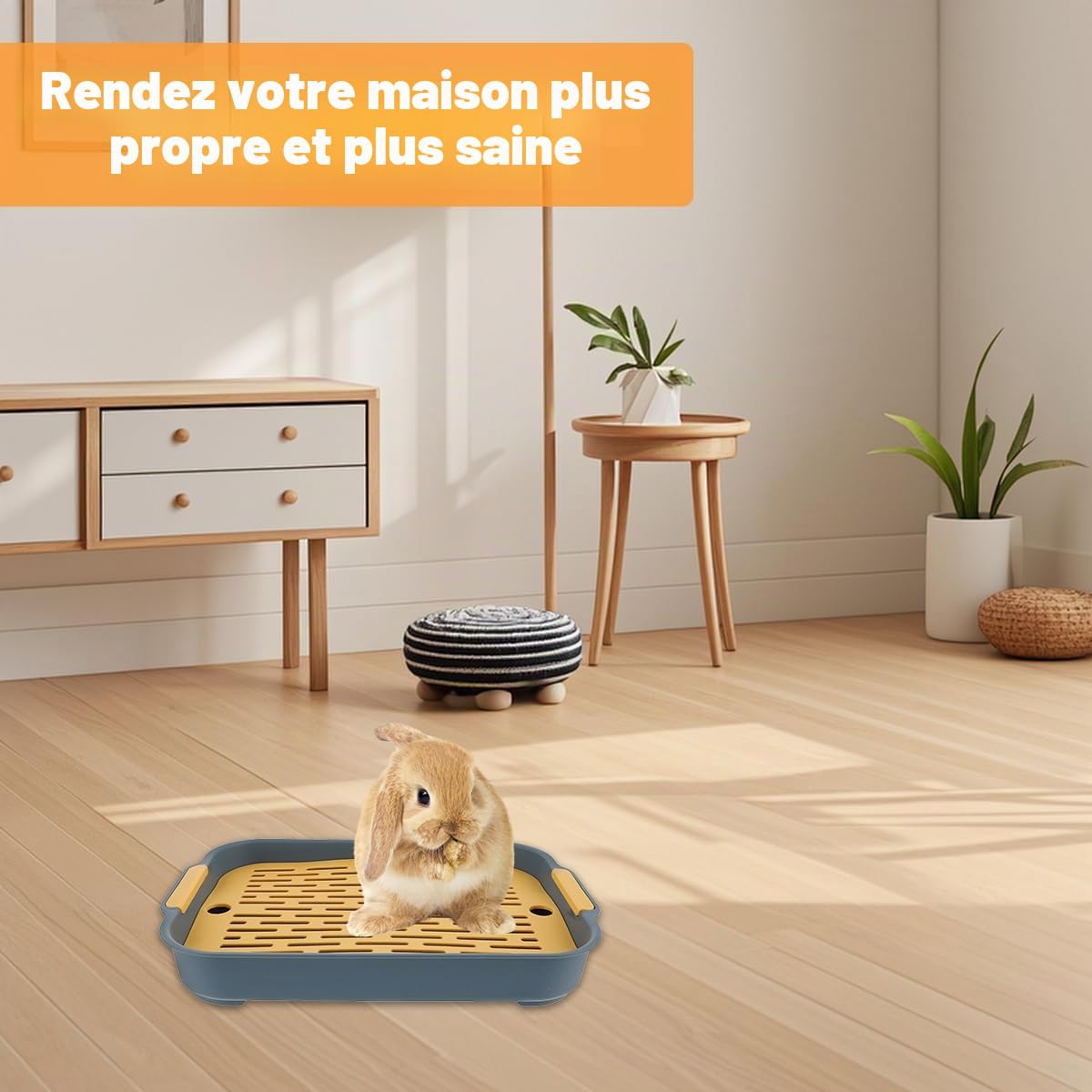 Bac Litière Rectangle pour Lapin, Hamster, Cochon d'Inde 27x18.5x4 cm Plateau avec Grille