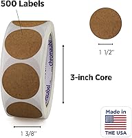 Vista 2 de ChromaLabel Etiquetas de punto Kraft de 1.50 pulgadas, 500 rollos