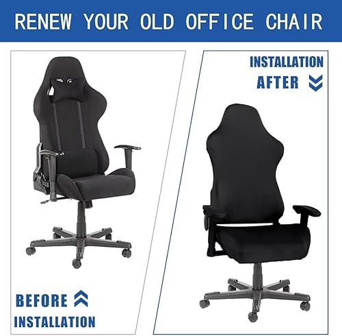 Miniatura 5 de SARAFLORA Paquete de 2 fundas para silla de juegos, fundas elásticas para silla de computadora, funda extraíble para silla de oficina, silla