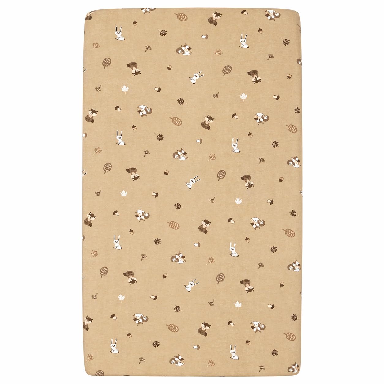 Meyco Baby Printed Jersey Fitted Sheet Forest Animals Sand 40 x 80/90 cm Oeko-Tex Standard 100