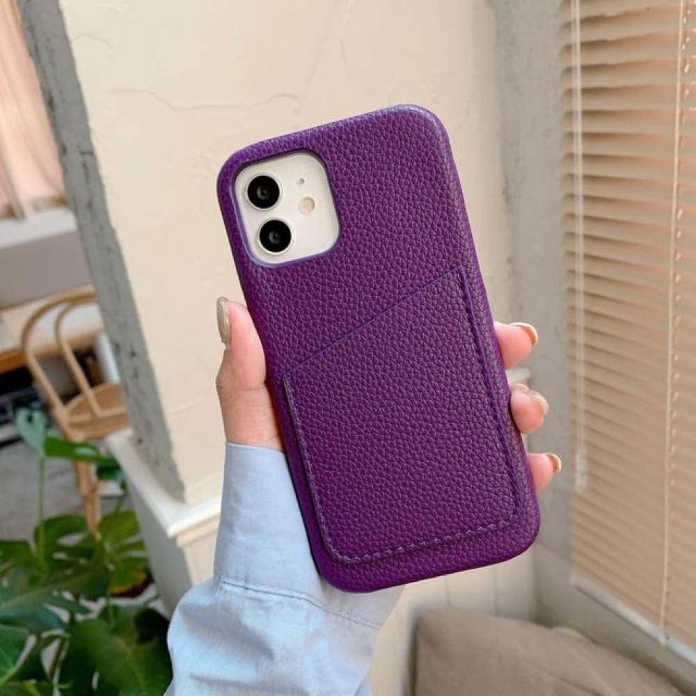 Coque de téléphone pour iPhone 13 chic en cuir de luxe violet foncé - 7