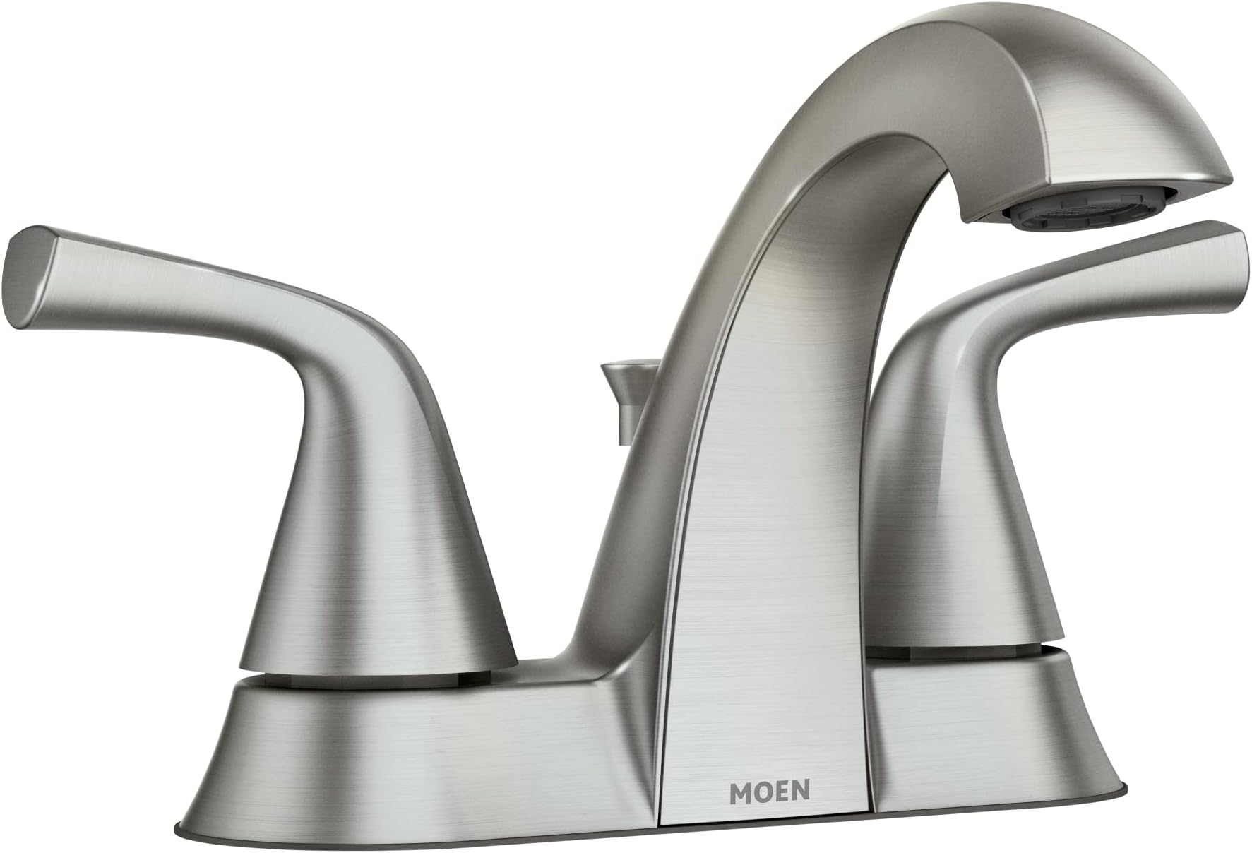 Moen Haber Spot Resist Brushed Nickel Two-Handle 4" Centerset Bathroom Faucet, 3-Hole Faucet, 84768SRNWaterSense