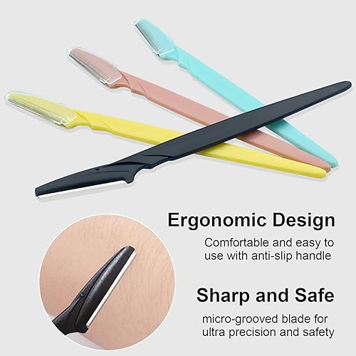 Miniatura 5 de Maquinilla de afeitar de cejas para mujer, 4 piezas de afeitar Dermaplane para mujer, multiusos, moldeador de pelo facial