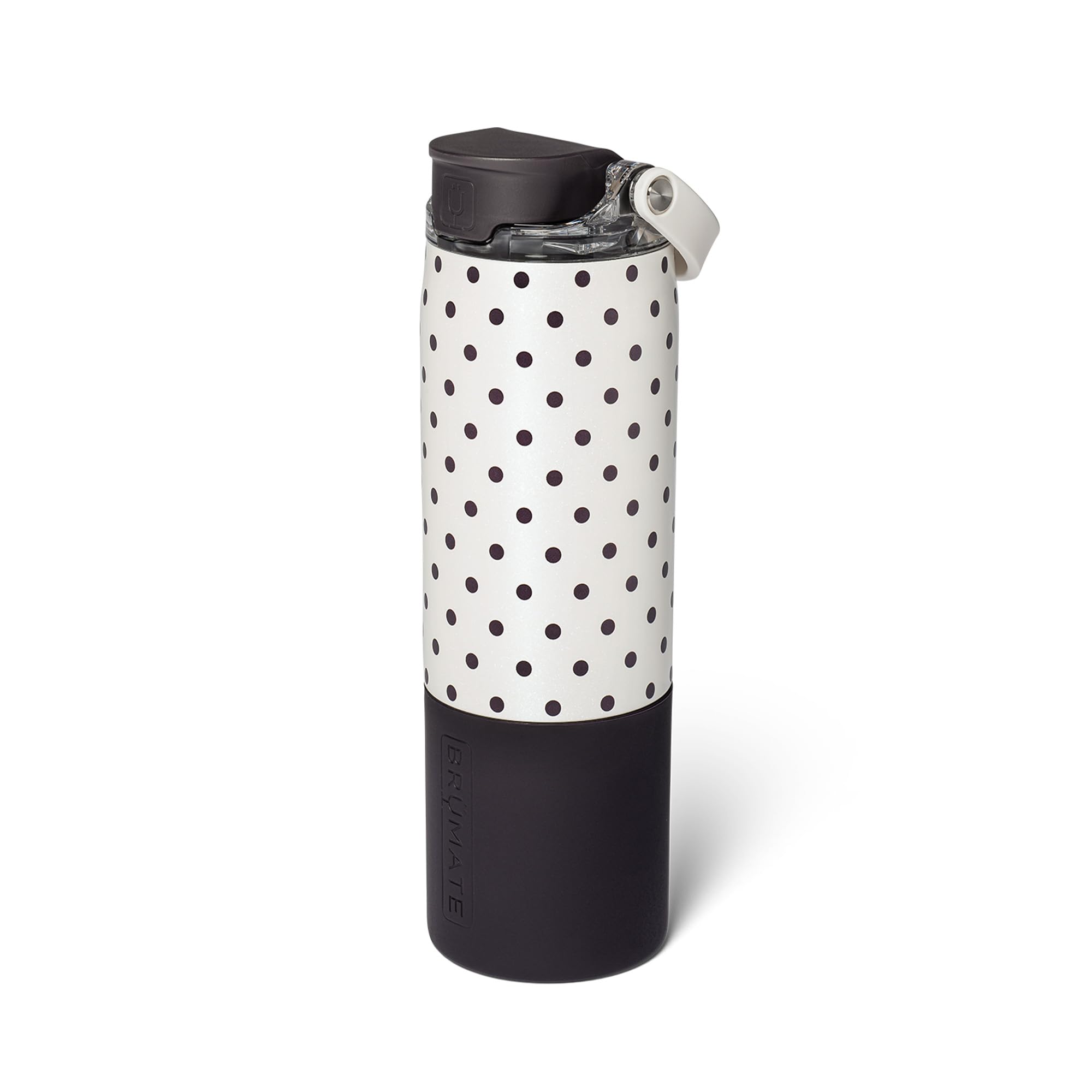 BrüMate Rise 25oz Water Bottle With 100% Leakproof Covered Silicone Straw | Insulated Stainless Steel Water Bottle | Cup-Holder Friendly | Fast Flow | Soft Sip Silicone Spout | BPA-Free (Polka Pearl)