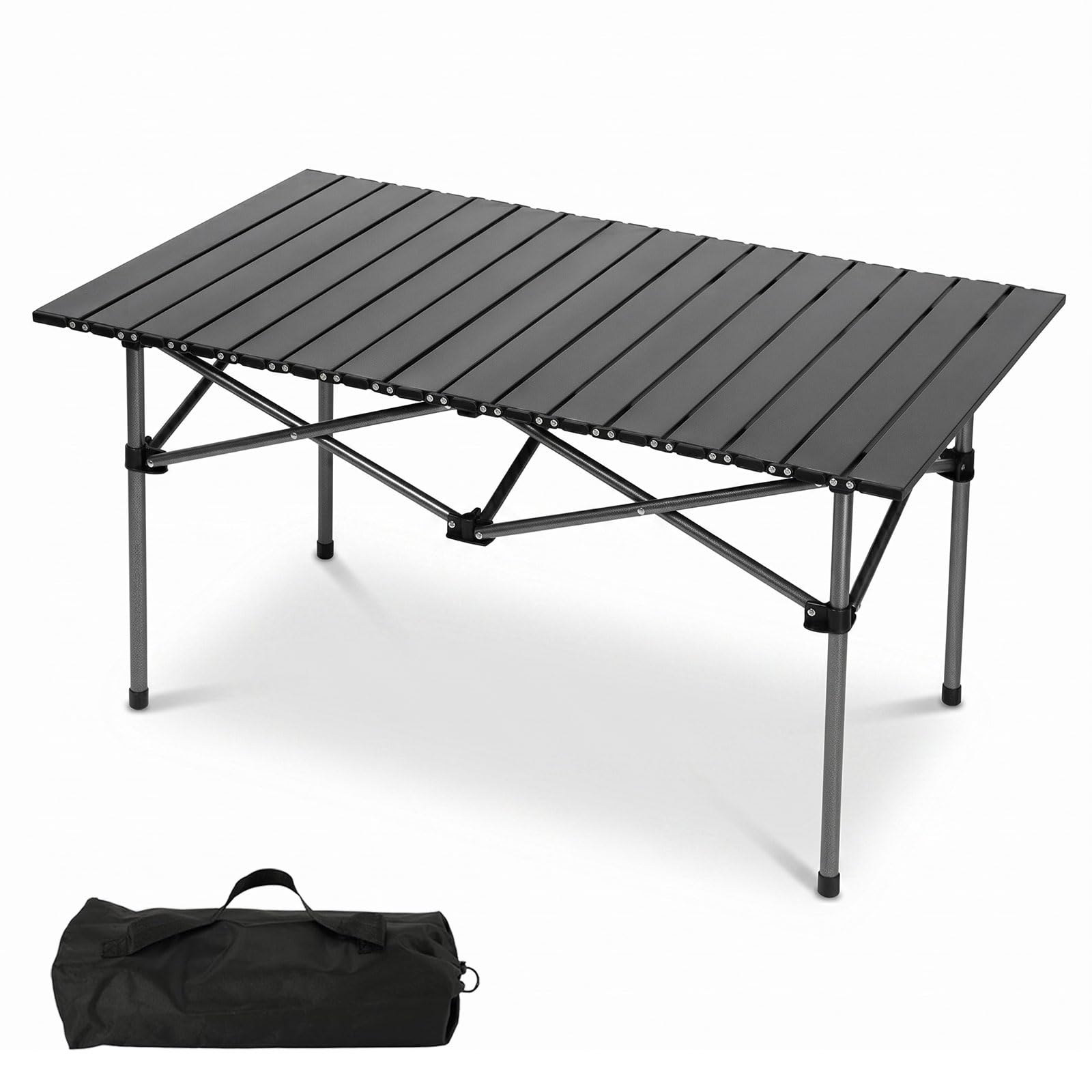 Tavolo da campeggio pieghevole, 96 x 57 cm, tavolo pieghevole con piano arrotolabile e borsa per il trasporto, tavolo multifunzione pieghevole, regolabile in altezza, portata fino a 30 kg, per