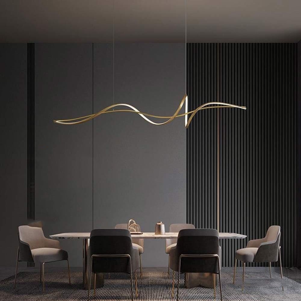 Lampadario , Lampada a sospensione lineare a LED in rame semplice nordico Lampada da tavolo a LED Lampada da pranzo lineare Luci da isola for sala da pranzo Cucina Isola Ufficio (dimensioni : 140cm) (