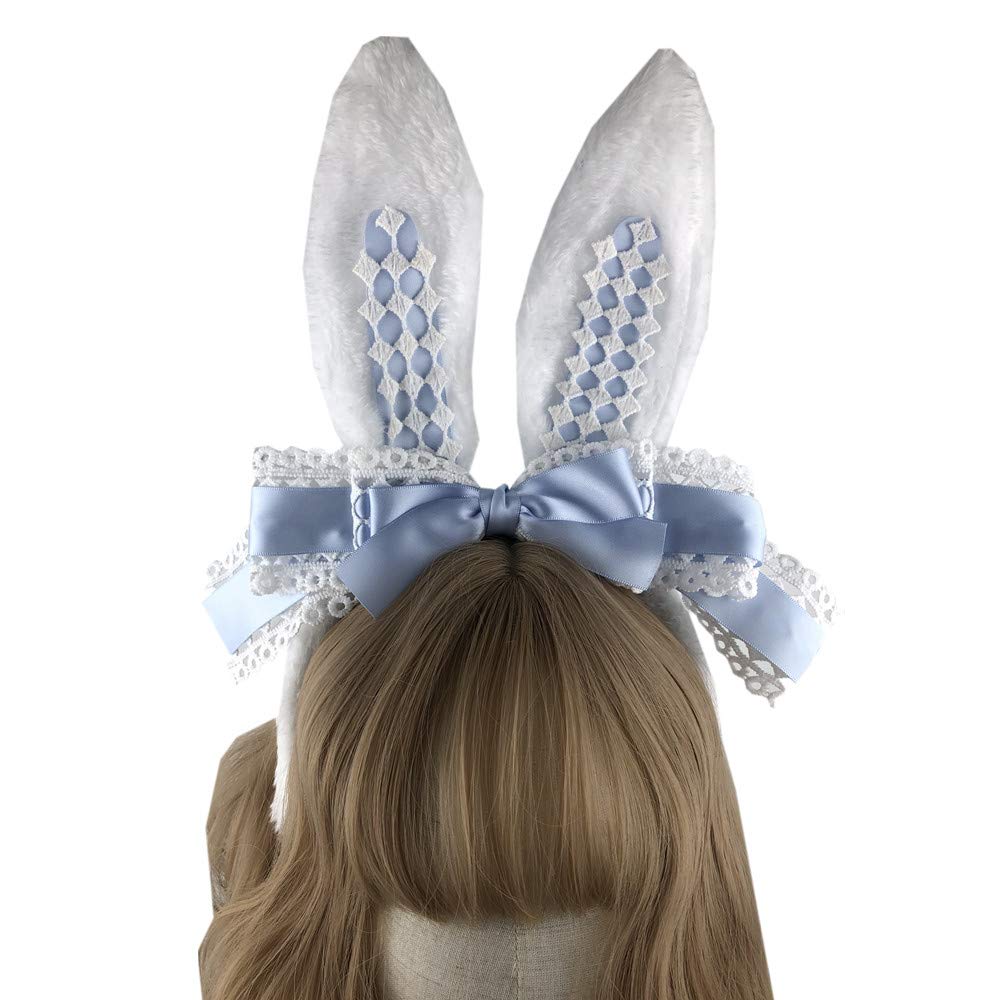 Easter Party Hair Accessory Headband Gothic Lolita Cosplay Cute Rabbit Bunny Ears Bow Lace Hair Band Headwear