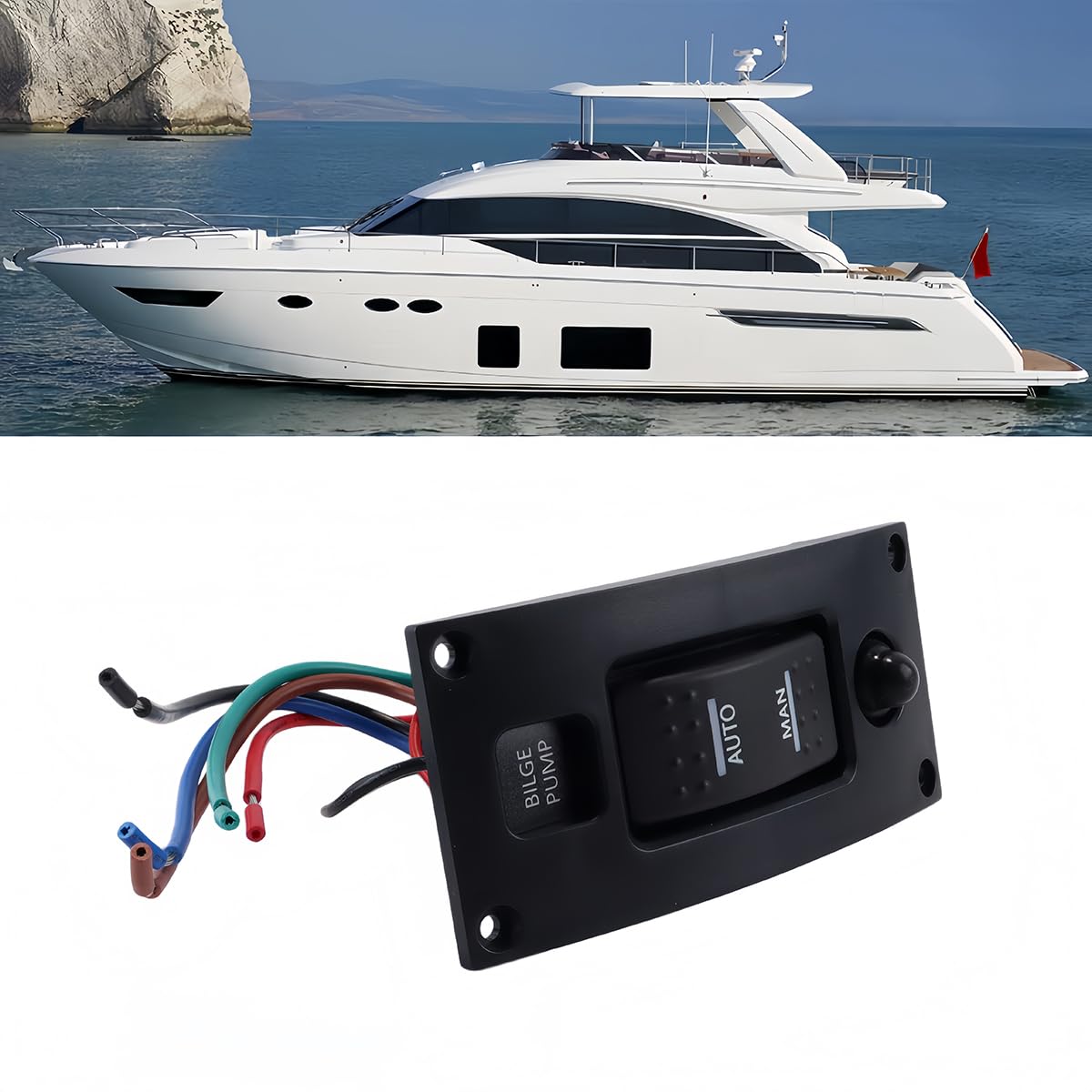 Riven Panneau interrupteur de pompe de cale à bascule ON-OFF-ON étanche IP66 12-24 V bateau marine applications marines et automobiles