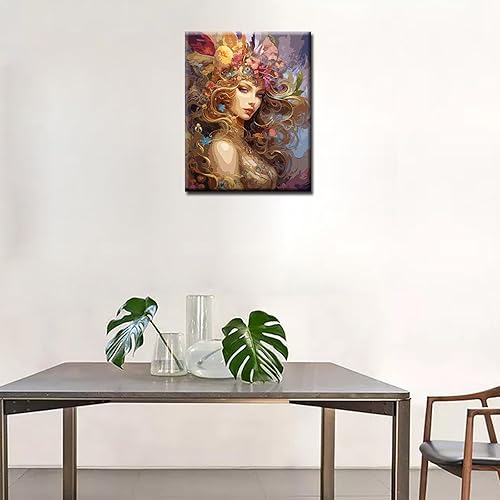 Miniatura 3 de Tucocoo Beautiful Girl - Kit de pintura por números de 16 x 20 pulgadas, lienzo digital para adultos con pinceles y pigmentos acrílicos, flores,