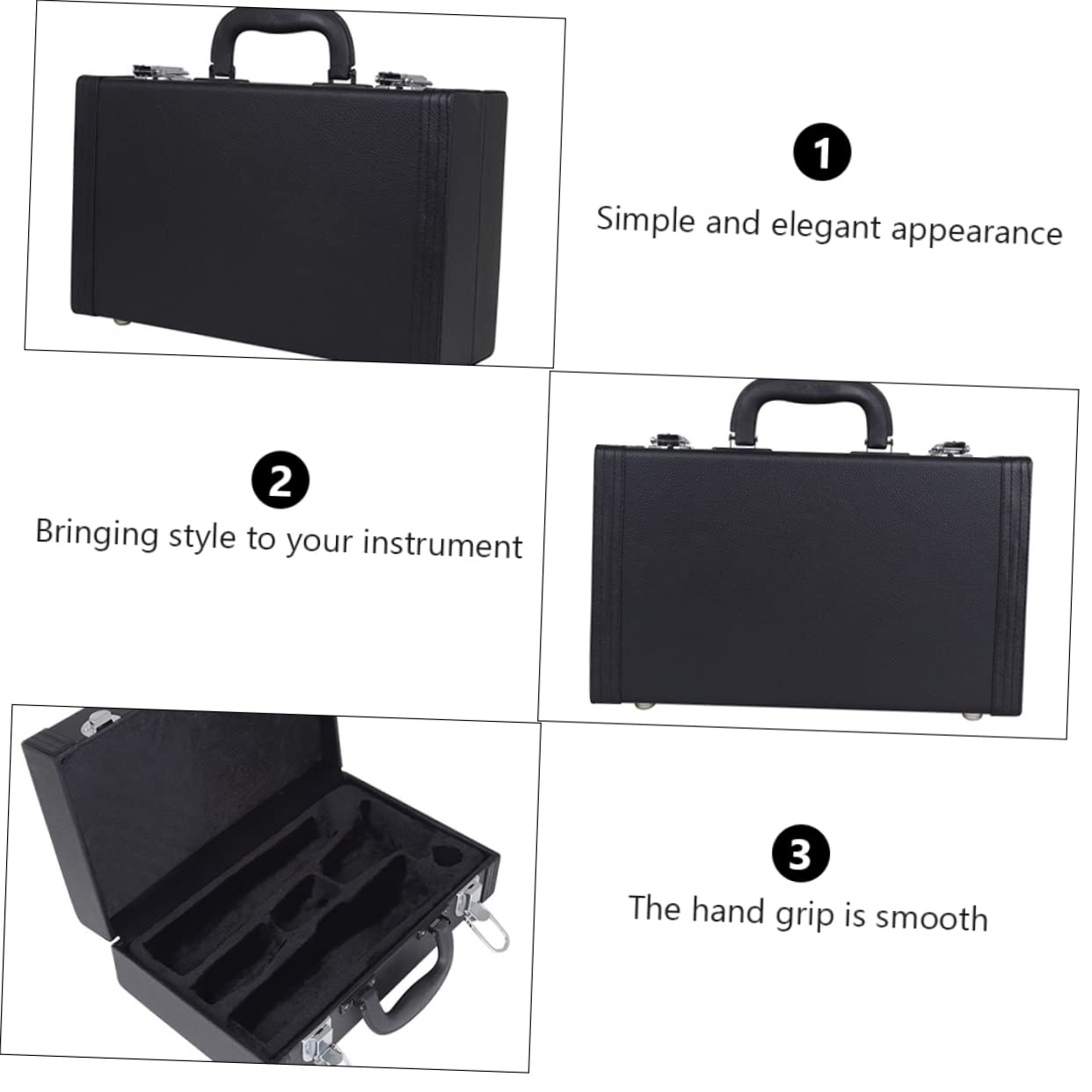 Abaodam Estuche Rígido Para Clarinete De Cuero Premium Resistente Golpes Con Asa Cómoda Estuche Portátil Para Músicos Protección Duradera y Elegante Para Instrumentos De Viento