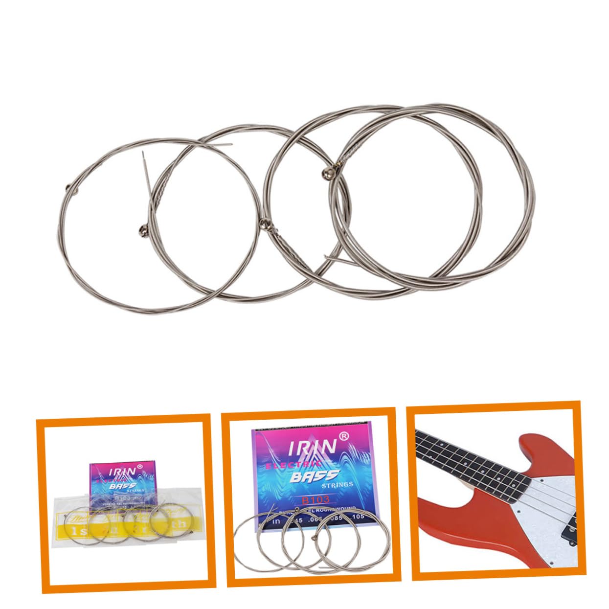 Generic 4-string Electric Bass Guitar Bass Strings Alloy Core Strings for Bass Instruments Accessories