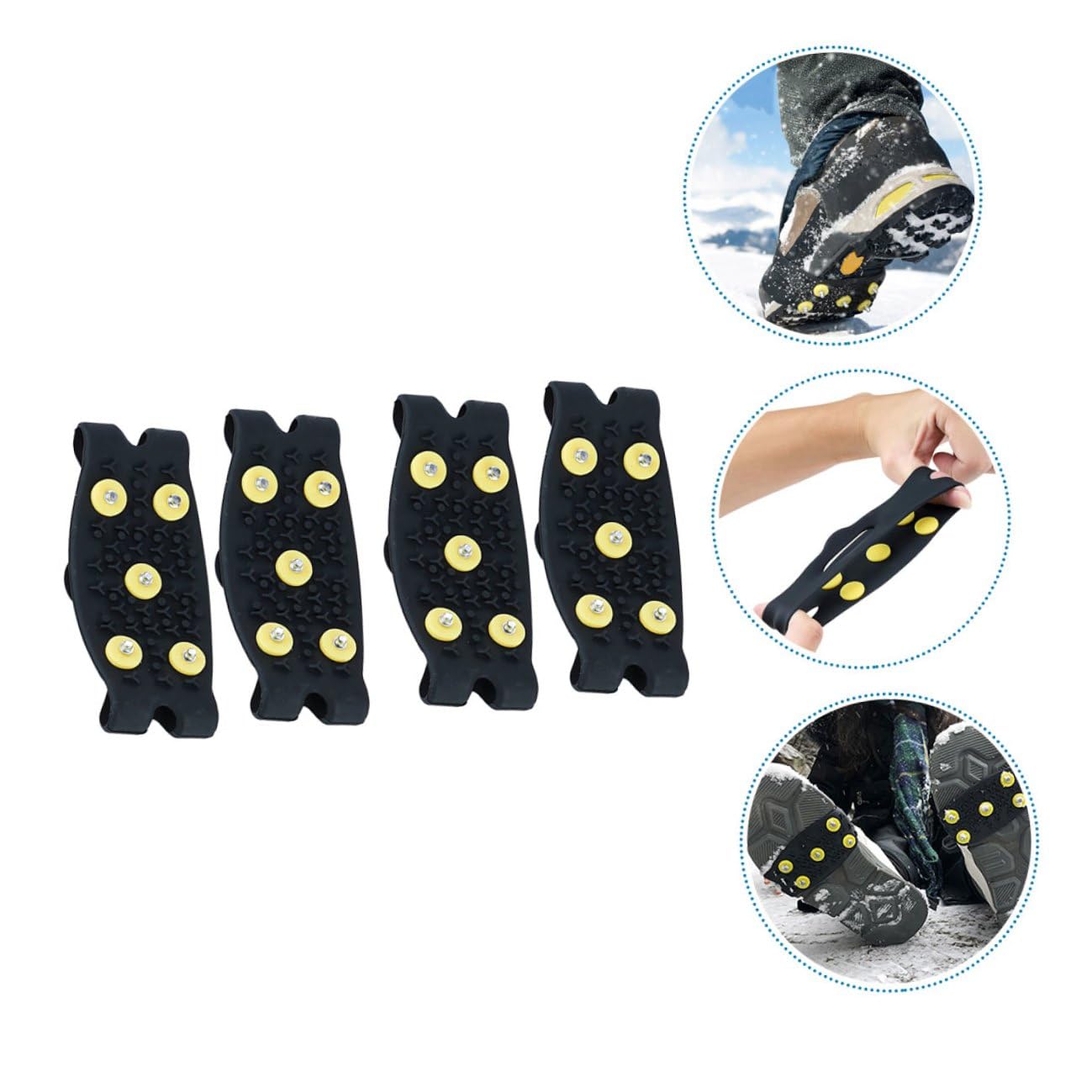 VALICLUD Pinzas Antideslizantes para Zapatos de Invierno 5 Púas TPE Negras, Fáciles de Poner, Ideales para Senderismo y Pesca en Hielo, 2 Pares para Niños y Hombres