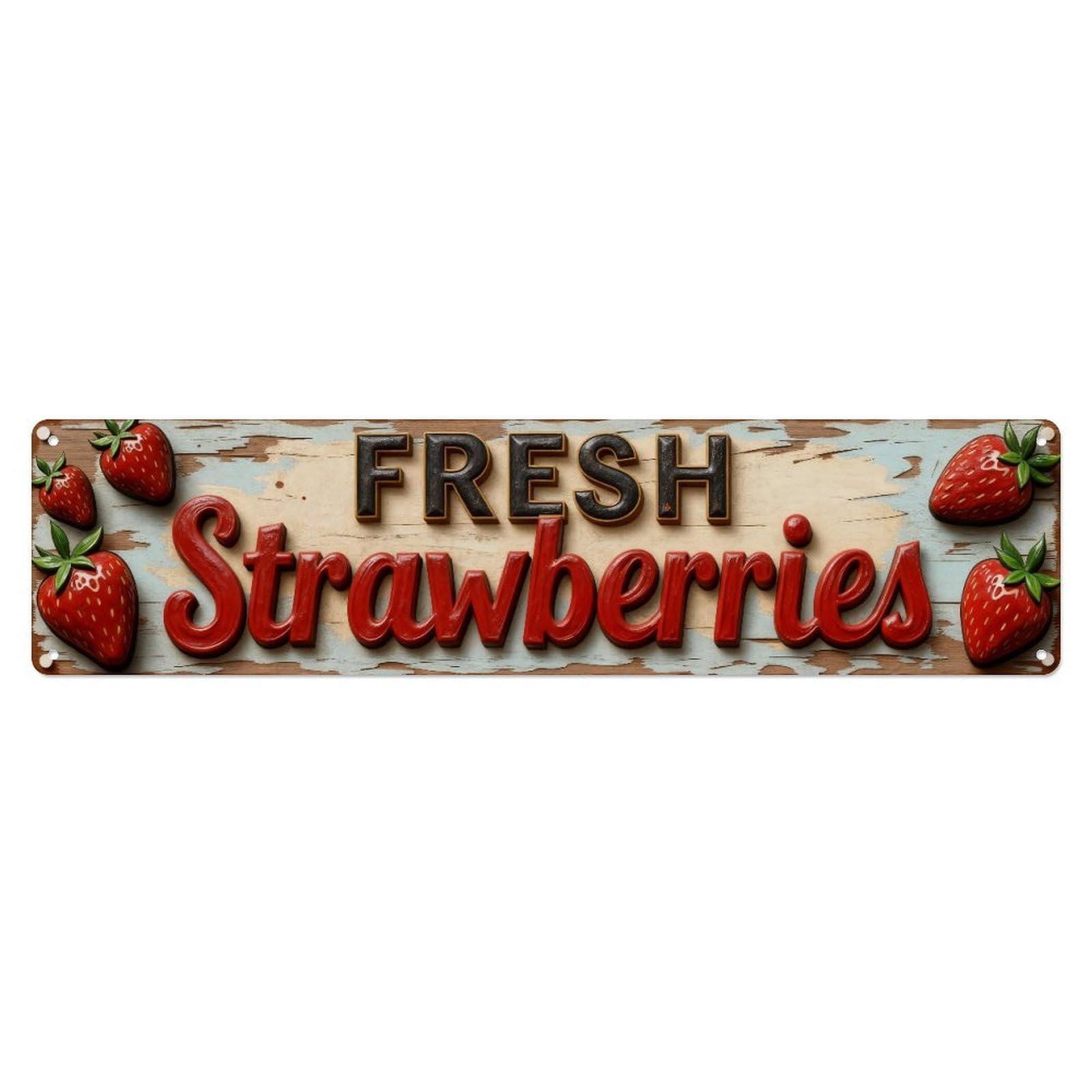 Fresh Strawberries Pattern Design_2 Metal Tin Sign Plaque